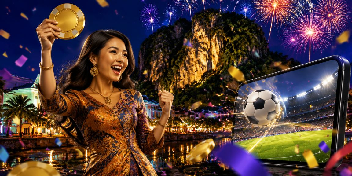 Pengguna mengakses platform taruhan badminton melalui telefon bimbit menggunakan kain batik di Ipoh